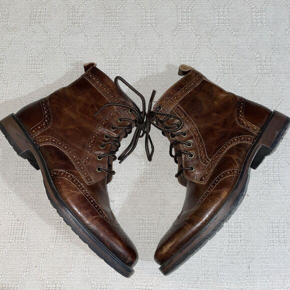 Aston Grey Men’s Ankle Boots Size 9 M Brown Leather Going Out Party City - Picture 1 of 12